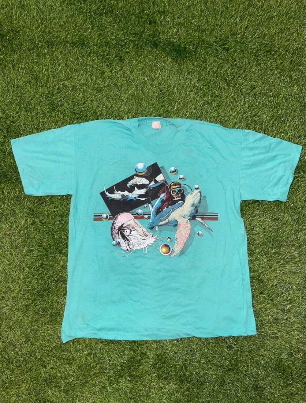 Vintage 90s Rico Scuba Diving Sea Turtle Shark Graphic T-Shirt XL